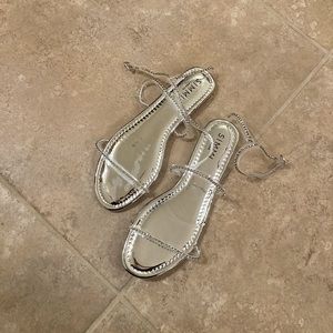 ASOS Simmi London Bridal Cobra embellished flat sandals in clear